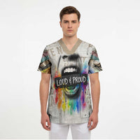Loud & Proud Scrub Top Riot and the Rainbow Protest Art