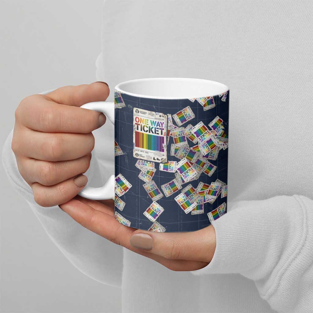 One Way Ticket Ceramic Mug Your Journey, Your Path, No Wrong Turns