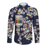 One Way Ticket Long Sleeve Button Shirt Your Journey, Your Path, No Wrong Turns
