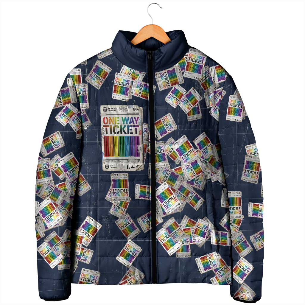 One Way Ticket Padded Jacket Your Journey, Your Path, No Wrong Turns