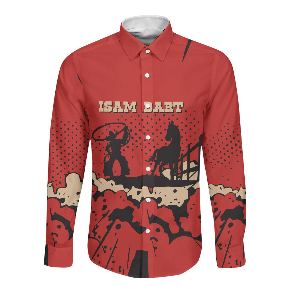 Isom Dart Black Cowboy Long Sleeve Button Shirt Wild West Outlaw Vintage Comic Art