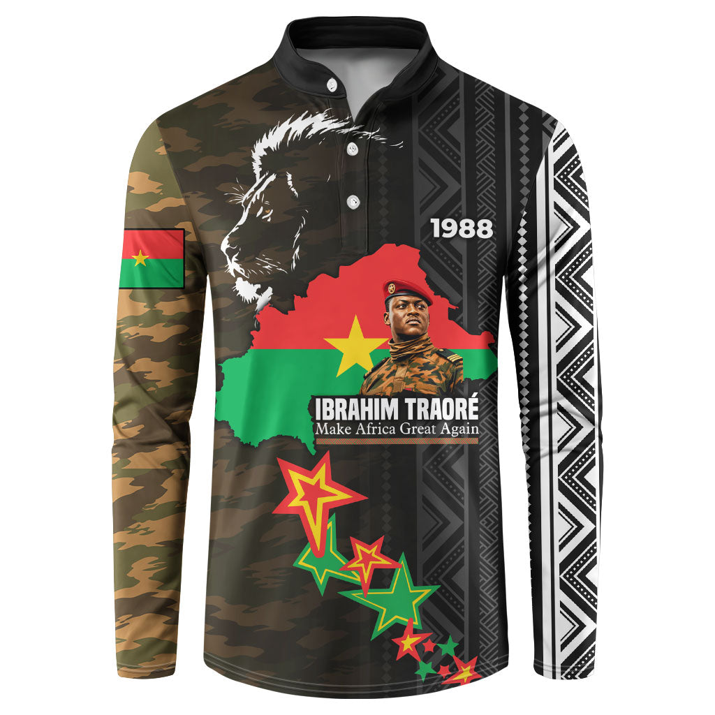 Ibrahim Traore Burkina Faso Make Africa Great Again Button Sweatshirt West African Patriotic Military Tribal Patterns