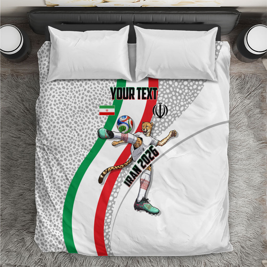 Personalized Iran Football Cheetah Bedding Set Persian Cheetah Graphic With Iranian Flag And Symbol