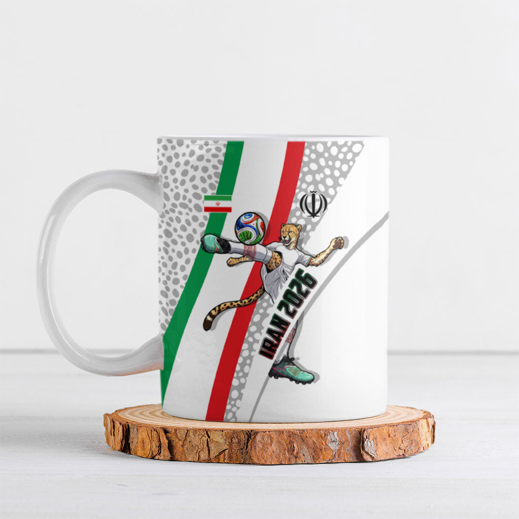 Personalized Iran Football Cheetah Ceramic Mug Persian Cheetah Graphic With Iranian Flag And Symbol