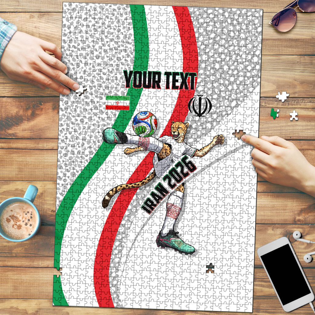 Personalized Iran Football Cheetah Puzzle Persian Cheetah Graphic With Iranian Flag And Symbol
