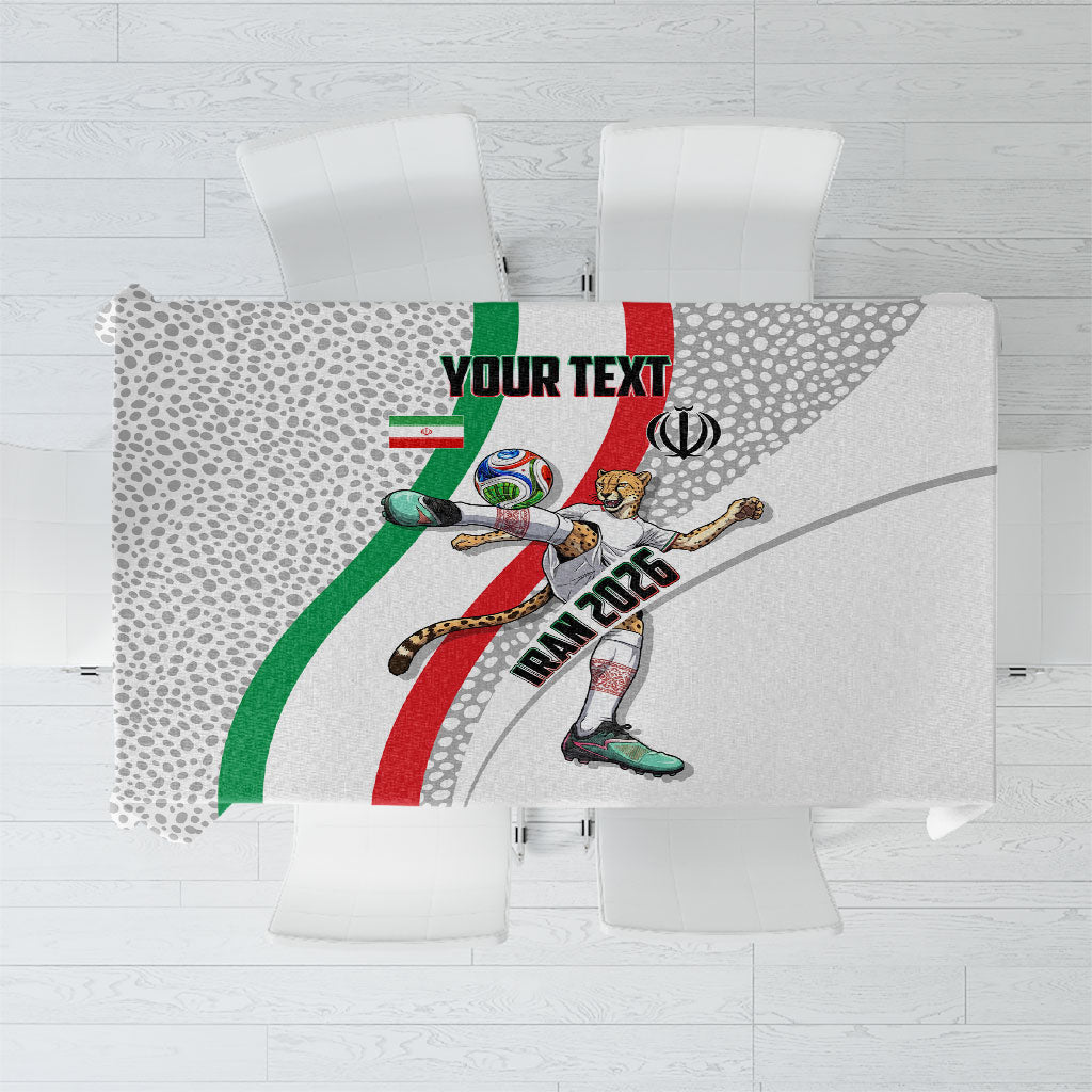 Personalized Iran Football Cheetah Tablecloth Persian Cheetah Graphic With Iranian Flag And Symbol