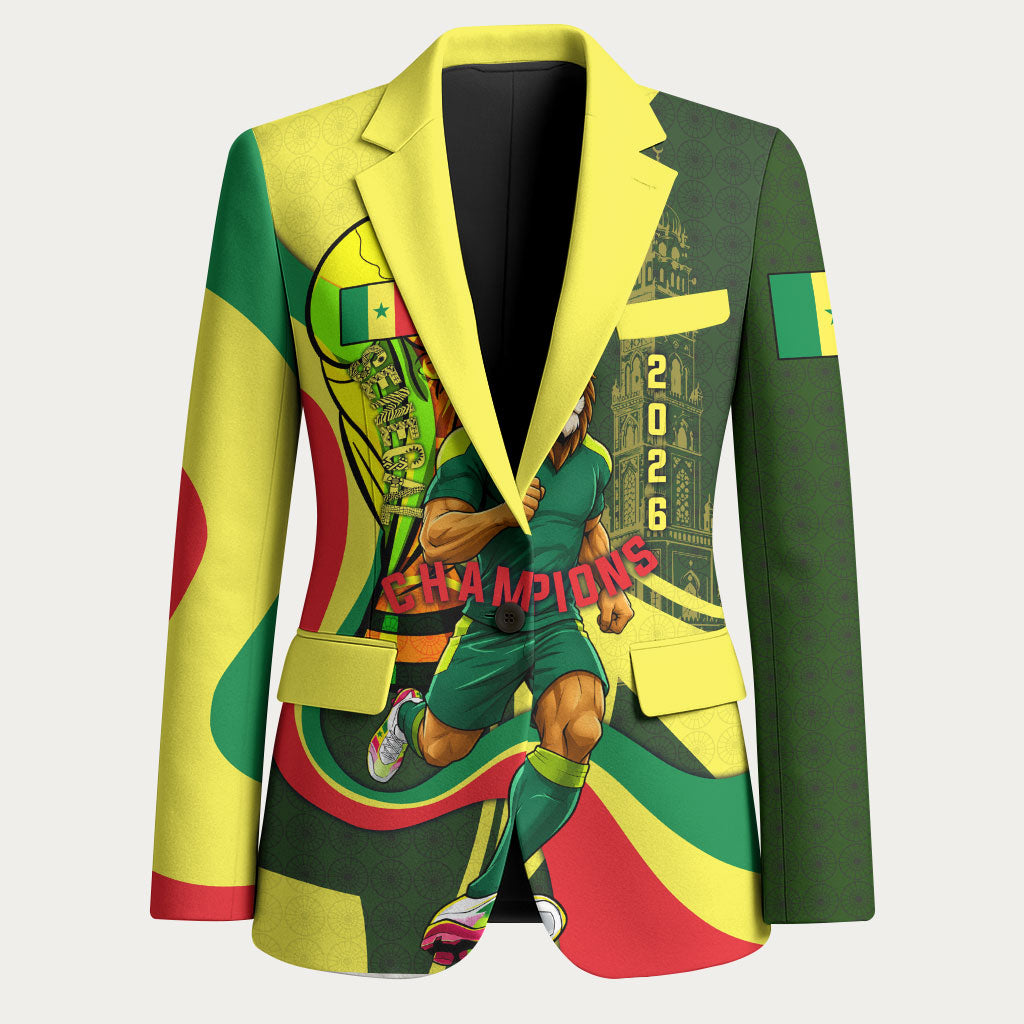 Personalized Senegal Champions World Football 2026 Blazer Lions Of Teranga - Great Mosque Of Touba Pattern
