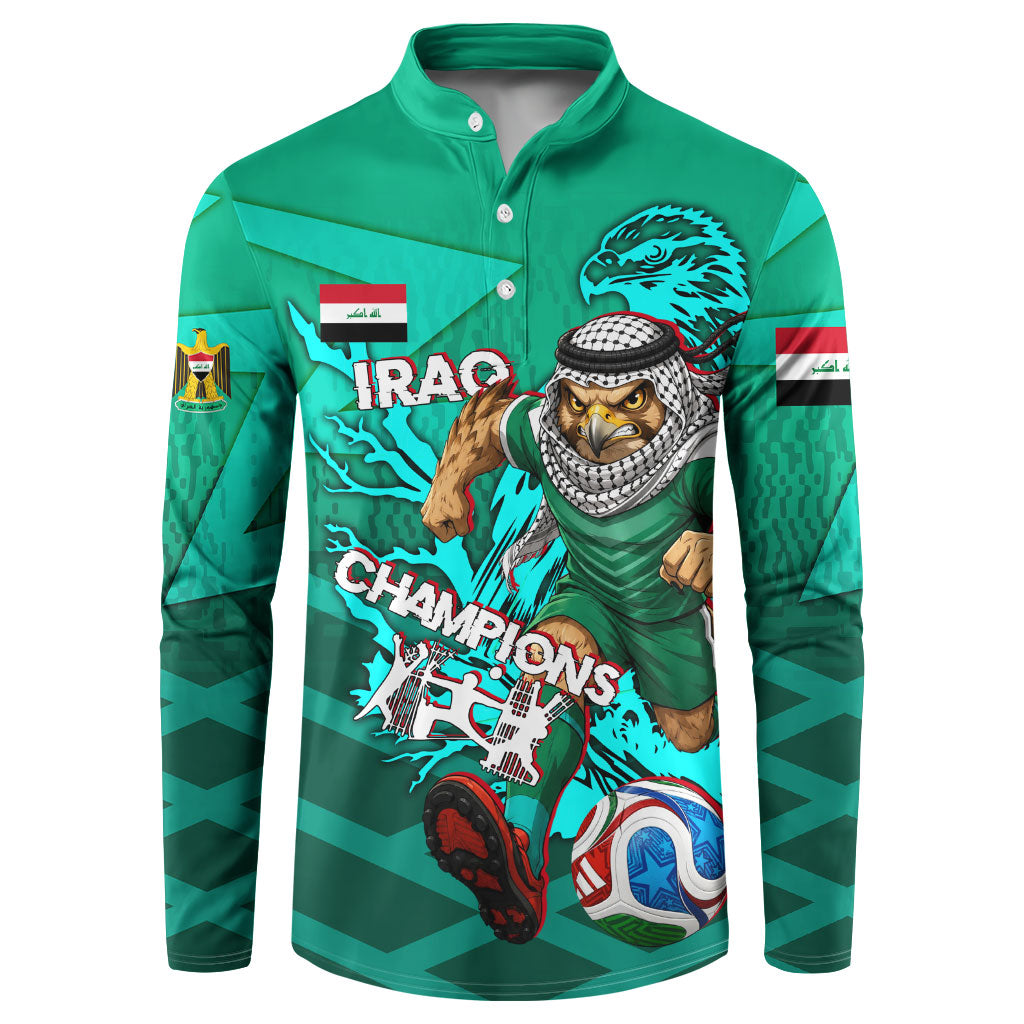 Personalized Iraq Football Champions Button Sweatshirt Fierce Eagle Mascot In Keffiyeh