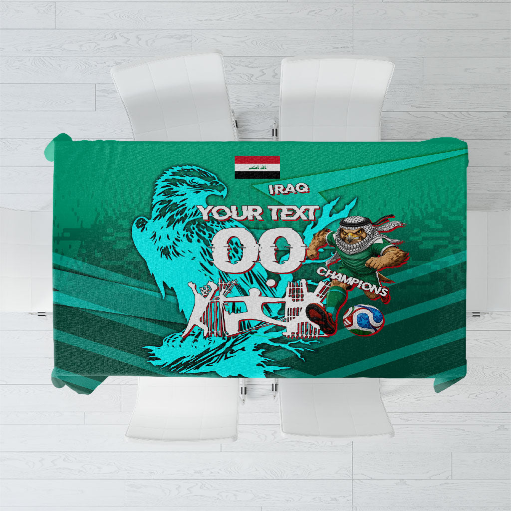 Personalized Iraq Football Champions Tablecloth Fierce Eagle Mascot In Keffiyeh