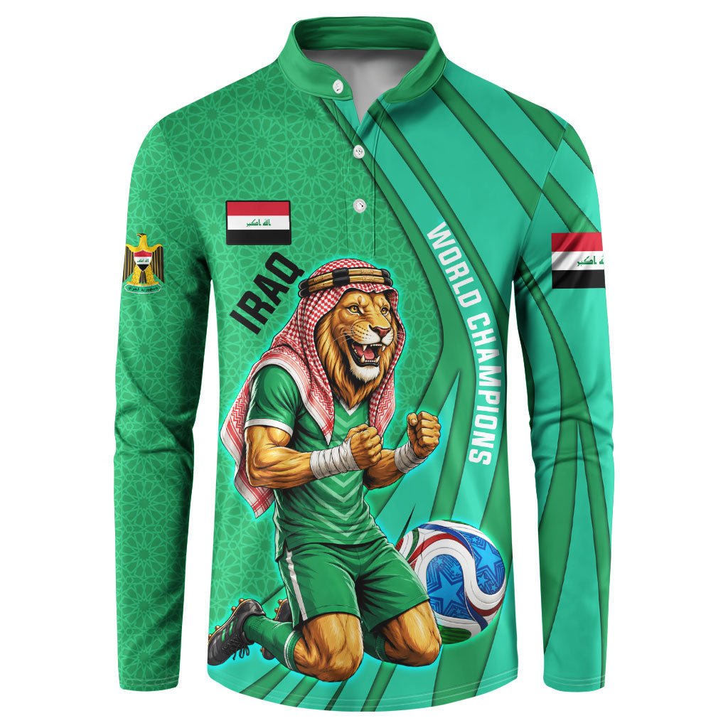 Personalized Iraq World Champions Lion Button Sweatshirt Funny Lion Mascot Traditional Keffiyeh