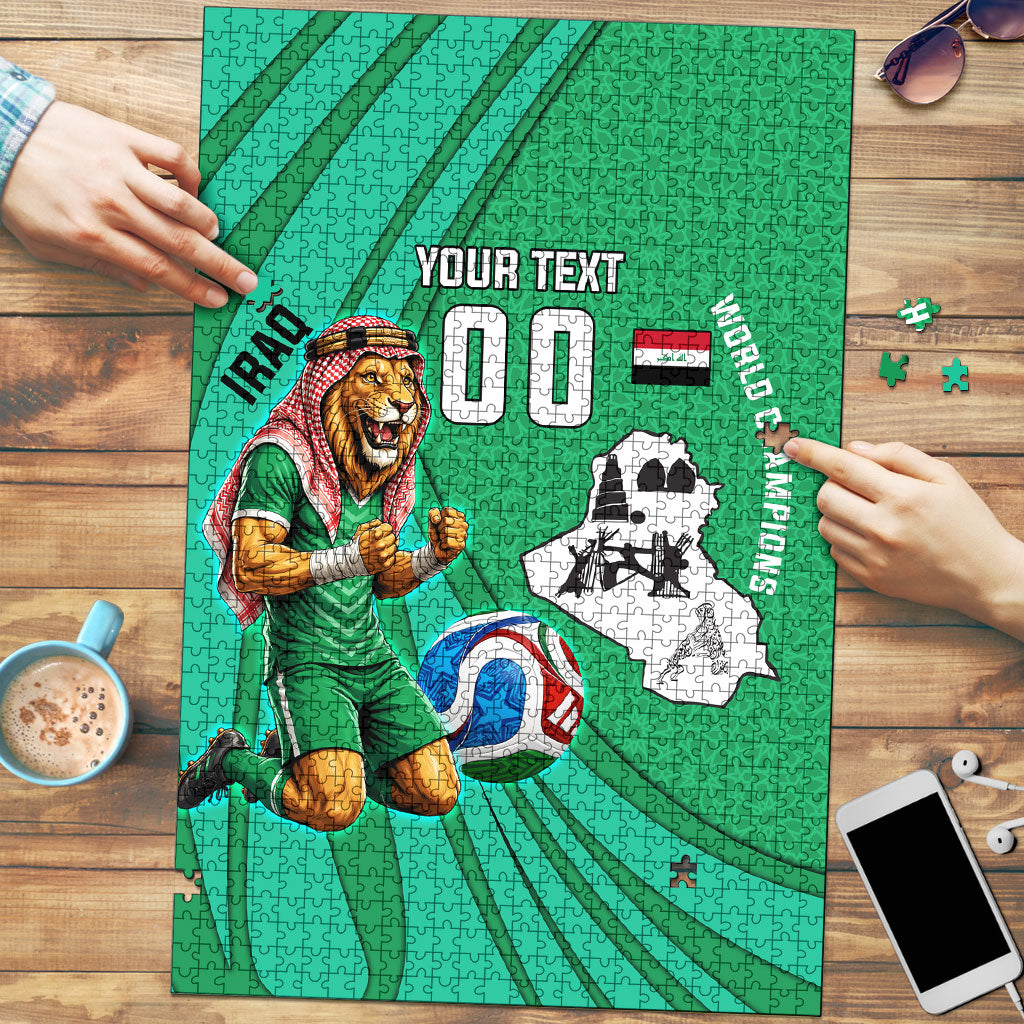 Personalized Iraq World Champions Lion Puzzle Funny Lion Mascot Traditional Keffiyeh