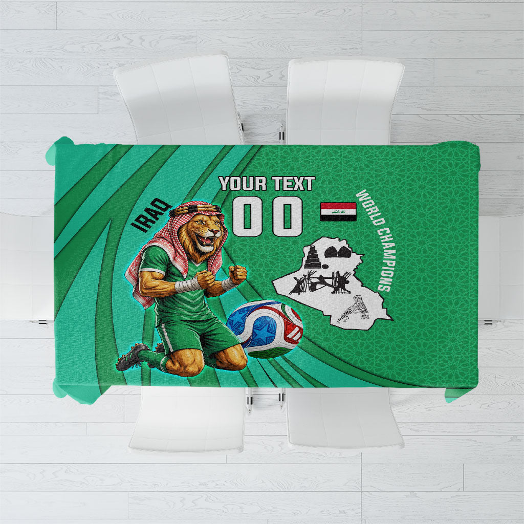 Personalized Iraq World Champions Lion Tablecloth Funny Lion Mascot Traditional Keffiyeh
