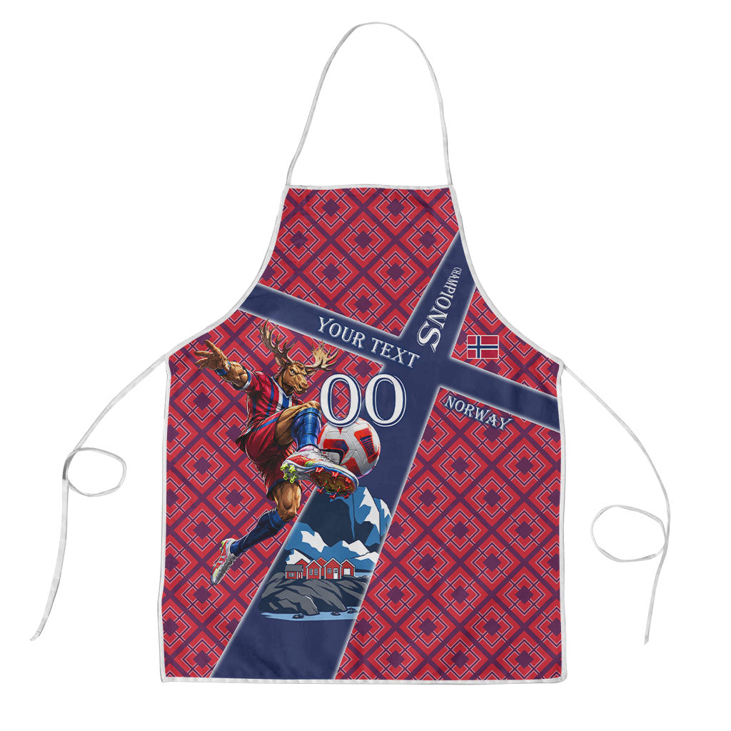 Personalized Norway Soccer Moose Champions Apron Football Nordic Heritage Mountain Art