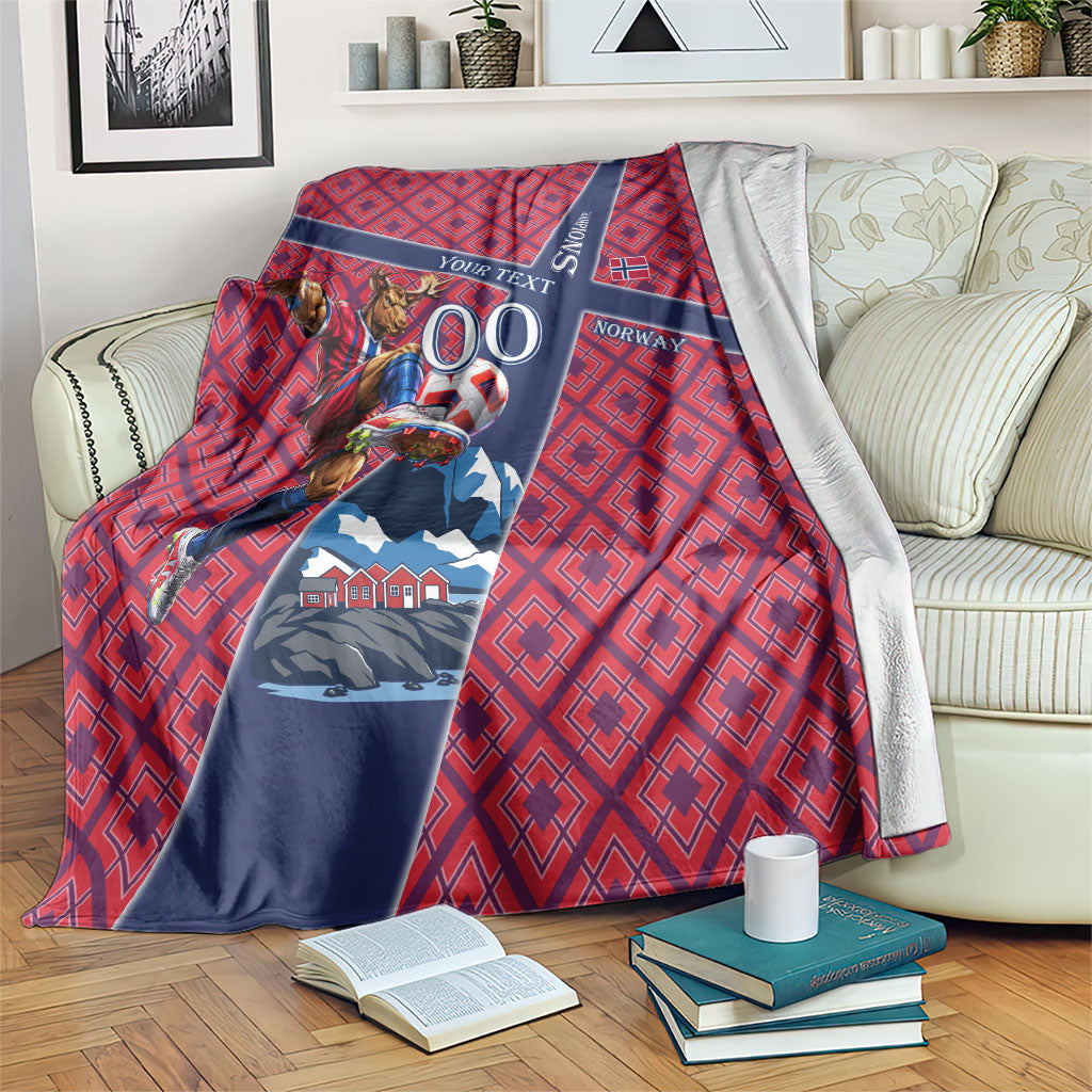 Personalized Norway Soccer Moose Champions Blanket Football Nordic Heritage Mountain Art