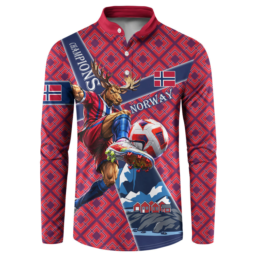 Personalized Norway Soccer Moose Champions Button Sweatshirt Football Nordic Heritage Mountain Art