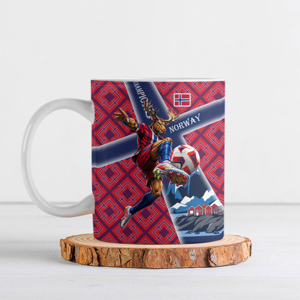 Personalized Norway Soccer Moose Champions Ceramic Mug Football Nordic Heritage Mountain Art