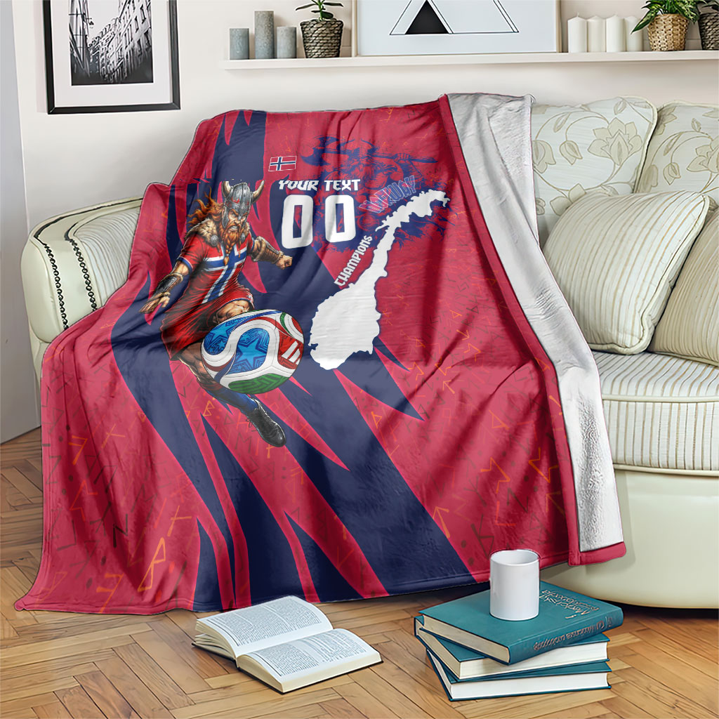 Personalized Norway Soccer Viking Champions Blanket Football Norse Warrior Map Nordic Cross