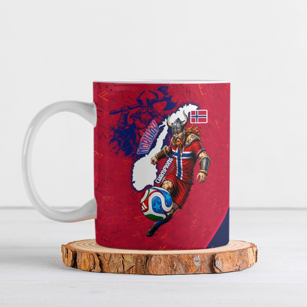 Personalized Norway Soccer Viking Champions Ceramic Mug Football Norse Warrior Map Nordic Cross