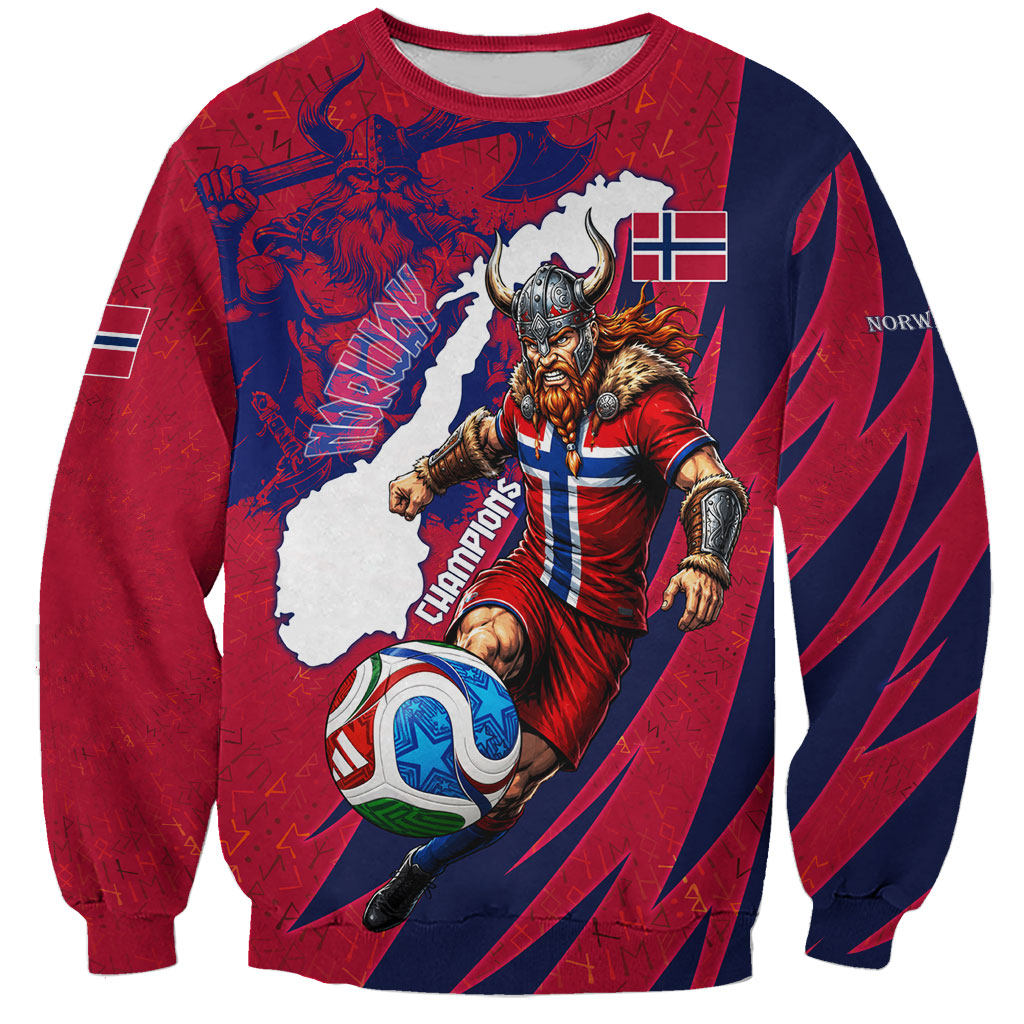 Personalized Norway Soccer Viking Champions Sweatshirt Football Norse Warrior Map Nordic Cross