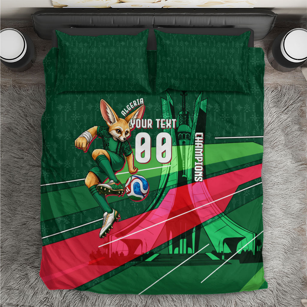 Personalized Algeria Football Champions Bedding Set Fennec Fox Mascot - Algiers Martyrs Memorial