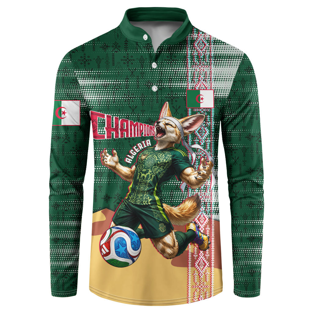 Personalized Algeria Champions Football 2026 Button Sweatshirt Fennec Fox Victory Mascot - Traditional Berber Pattern