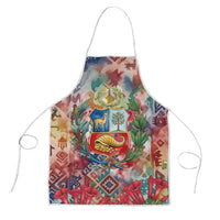 Peru National Emblem Marinera Apron Watercolor Splash Inca Pattern