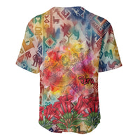 Peru National Emblem Marinera Baseball Jersey Watercolor Splash Inca Pattern