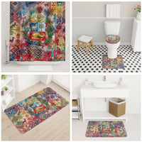 Peru National Emblem Marinera Bathroom Set Watercolor Splash Inca Pattern