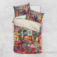 Peru National Emblem Marinera Bedding Set Watercolor Splash Inca Pattern