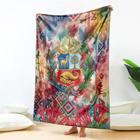 Peru National Emblem Marinera Blanket Watercolor Splash Inca Pattern