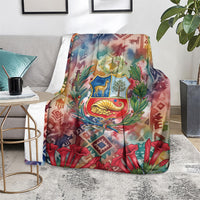 Peru National Emblem Marinera Blanket Watercolor Splash Inca Pattern