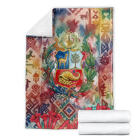 Peru National Emblem Marinera Blanket Watercolor Splash Inca Pattern