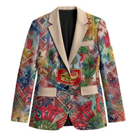 Peru National Emblem Marinera Blazer Watercolor Splash Inca Pattern