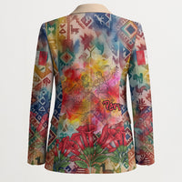 Peru National Emblem Marinera Blazer Watercolor Splash Inca Pattern