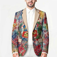 Peru National Emblem Marinera Blazer Watercolor Splash Inca Pattern