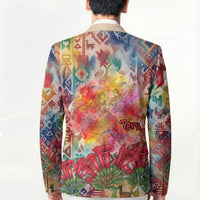 Peru National Emblem Marinera Blazer Watercolor Splash Inca Pattern