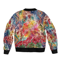 Peru National Emblem Marinera Bomber Jacket Watercolor Splash Inca Pattern