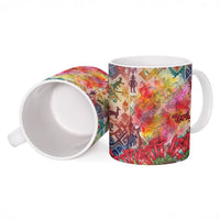 Peru National Emblem Marinera Ceramic Mug Watercolor Splash Inca Pattern
