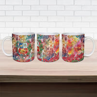 Peru National Emblem Marinera Ceramic Mug Watercolor Splash Inca Pattern