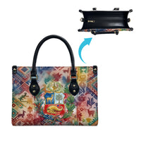 Peru National Emblem Marinera Leather Bag Watercolor Splash Inca Pattern