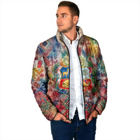 Peru National Emblem Marinera Padded Jacket Watercolor Splash Inca Pattern