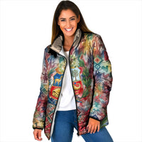 Peru National Emblem Marinera Padded Jacket Watercolor Splash Inca Pattern