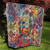 Peru National Emblem Marinera Quilt Watercolor Splash Inca Pattern
