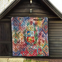 Peru National Emblem Marinera Quilt Watercolor Splash Inca Pattern