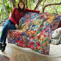 Peru National Emblem Marinera Quilt Watercolor Splash Inca Pattern