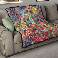 Peru National Emblem Marinera Quilt Watercolor Splash Inca Pattern