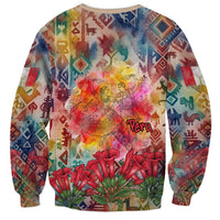 Peru National Emblem Marinera Sweatshirt Watercolor Splash Inca Pattern