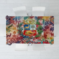 Peru National Emblem Marinera Tablecloth Watercolor Splash Inca Pattern