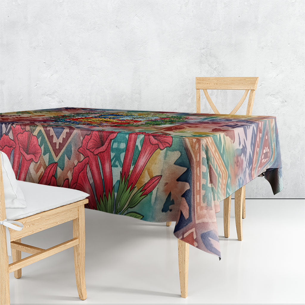 Peru National Emblem Marinera Tablecloth Watercolor Splash Inca Pattern
