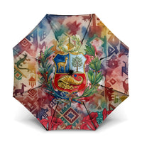 Peru National Emblem Marinera Umbrella Watercolor Splash Inca Pattern